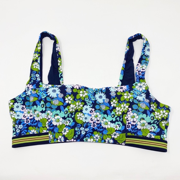 aerie Other - AERIE Floral Print Bikini Top XL Scoop Blue New